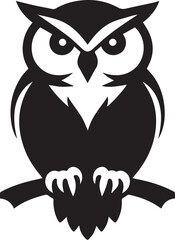 owl silhouette vector. black and white