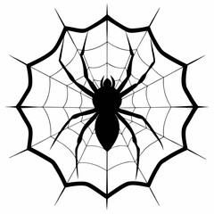 Obraz premium Vector art illustration of a spider in a spider web