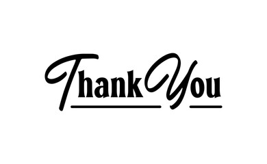 Thank You Typography, Elegant Black and White Design lettering, thanks message