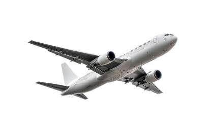 Commercial Airplane Taking Off: A white commercial airliner gracefully ascends into the clear blue sky, its powerful engines roaring with the promise of adventure and exploration. 