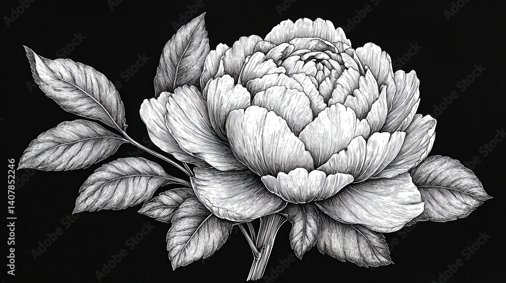 Poster artichoke with intricate layers of leaves drawn in an engraved woodcut style sketch engraving genera