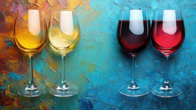 art and wine night banner with paintbrushes wine glasses and creative splashes of color ready to advertise summer sip and paint deals,photo stock