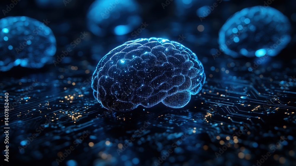 Poster artificial intelligence brain,modern technology background,stock image