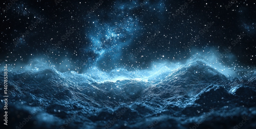 Poster sparkling soda water bubbles floating in black background with clear effervescent texture and refres