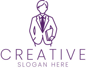 Professional Businessman Logo Design Minimalist Purple Style tie art icon suit work line  