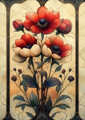 Floral Pattern Art Nouveau Design Vintage Wallpaper Seamless Soft Pastel Background Elegant Decoration