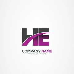 HE or EH Letter Logo Design with a Creative Cut Creative logo design