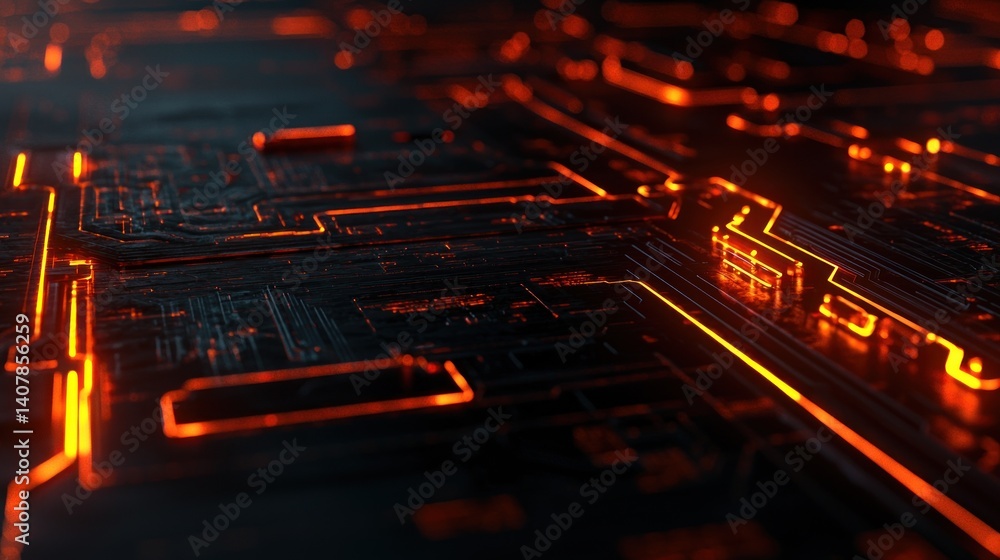 Canvas Prints abstract glowing circuit board, futuristic technology, illuminated lines