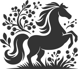 Fototapeta premium Horse with tree vector animal silhouette