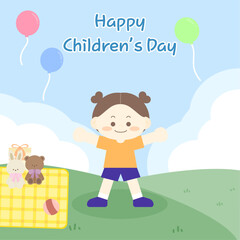 어린이날 야외에서 신나게 노는 아이