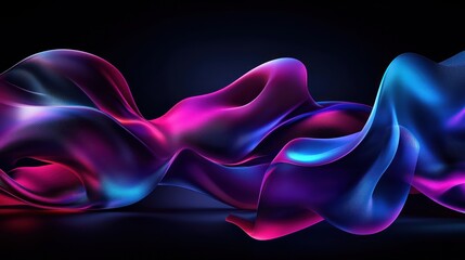 Abstract flowing fabric, vibrant colors, dark studio, product display