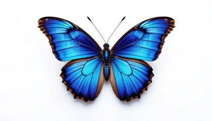 Vibrant blue butterfly, a striking display of nature's artistry.