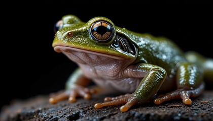 Obraz premium Close-up of a vibrant green tree frog.