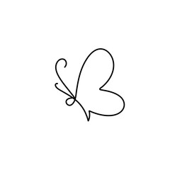 Butterfly continuous one line drawing