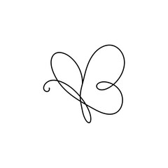 Butterfly continuous one line drawing