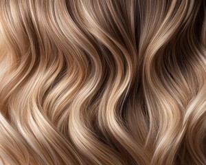 Naklejka premium Long, voluminous blonde hair with subtle caramel balayage, stunning blonde, multidimensional salon design