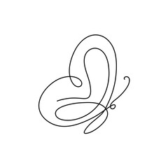 Fototapeta premium Butterfly continuous one line drawing