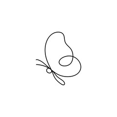Butterfly continuous one line drawing