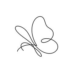 Butterfly continuous one line drawing