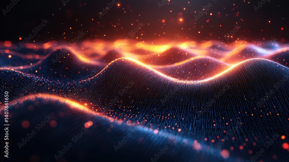 Poster big data artificial intelligence machine learning neural network flow complex information science innovation technology data analysis visualization cyberspace future 3d rendering