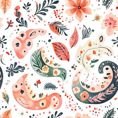 Naklejka premium Boho floral pattern delights, bringing an element of joyful whimsy into scene