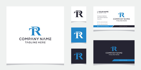initial letter TR RT serif font logo design vector