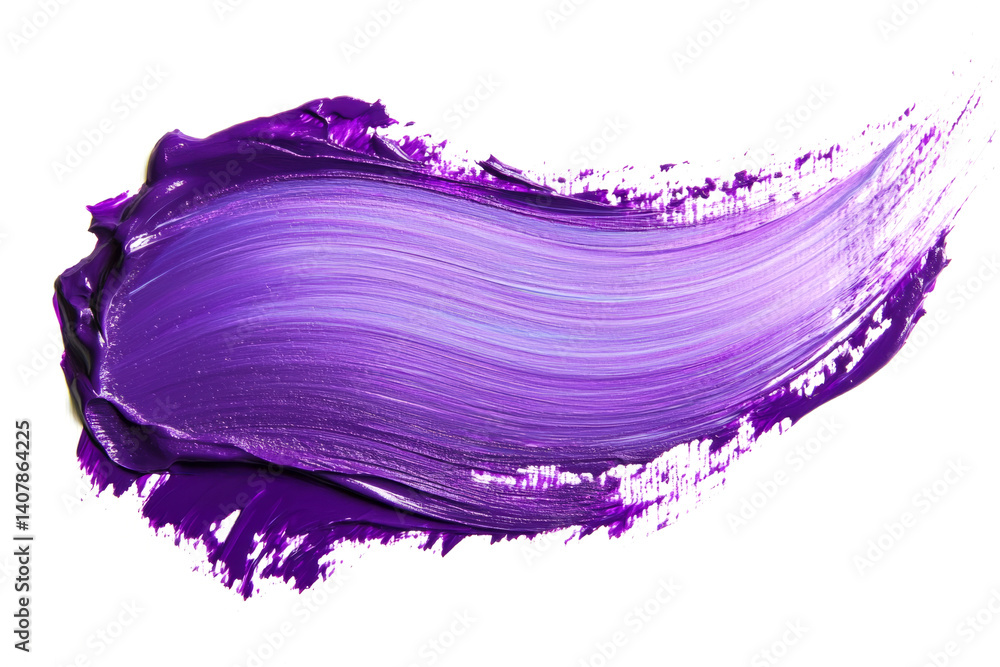 Poster vibrant purple paint brushstroke creating a dynamic textured design element on a clean white backgro