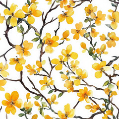 Vibrant boho blooms Floral branches burst, radiating joy and watercolor charm