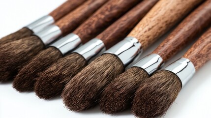 Fototapeta premium Close-up of paintbrushes on white background