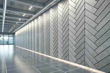 Obraz premium Herringbone, Futuristic Wall background with tiles. Concrete, tile Wallpaper with 3D, Polished blocks. 3D Render - generated by ai