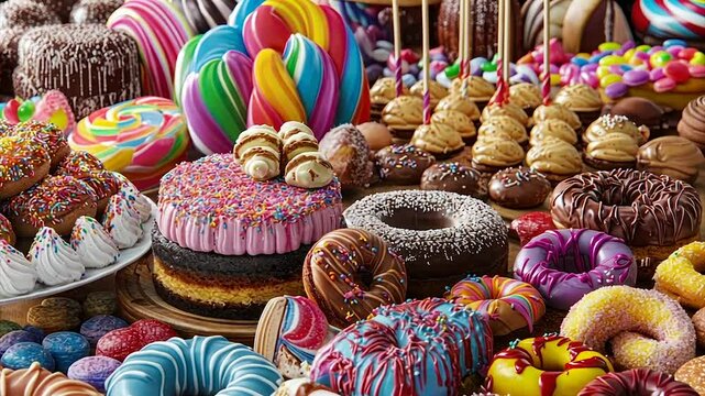 Colorful array of sweets and pastries