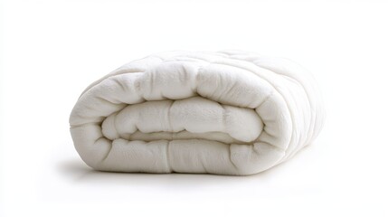 White Blanket. Soft Wool Textile for Comfortable Bedding Isolated on White Background