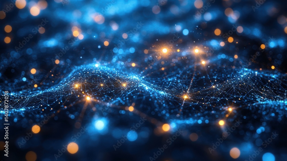 Poster blue technology background,network connections,digital data connection web banner design for tech online site or social media promotion of product service on the dark blue background glow