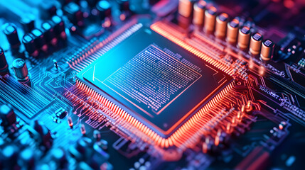 Fototapeta premium Close-up of Computer Microchip Circuit Board