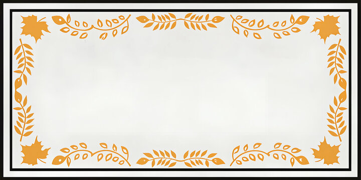 A warm autumnal frame, perfect for fall greetings or seasonal announcements, features a delicate border of golden leaves and branches on a creamy background.