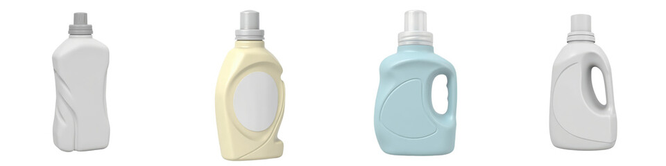Set of Laundry Detergent Bottle Illustrations - Packaging Mockup