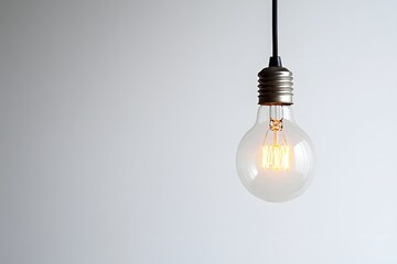 Illuminating Ideas: A Glowing Filament Bulb Against a Minimalist Background