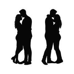 Couple Hug Silhouette Vector
