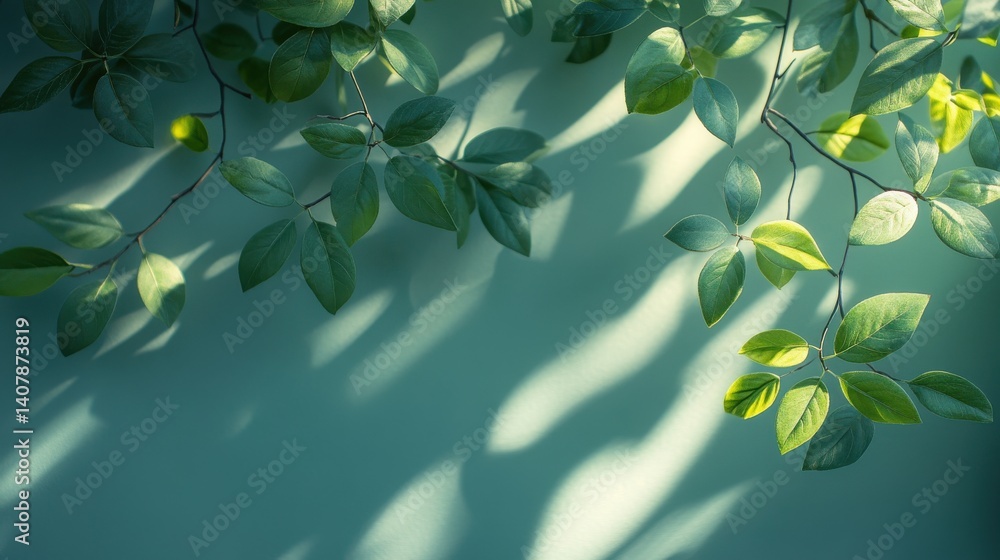 Poster blurred shadow from leaves plants on the white wall minimal abstract background for product presenta