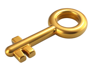 golden key isolated on transparent background