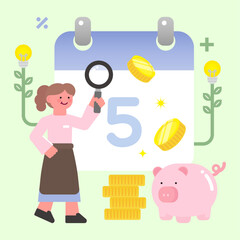 5월 종합 소득세 납부 신고, 세금 환급 자영업자 벡터 일러스트레이션 