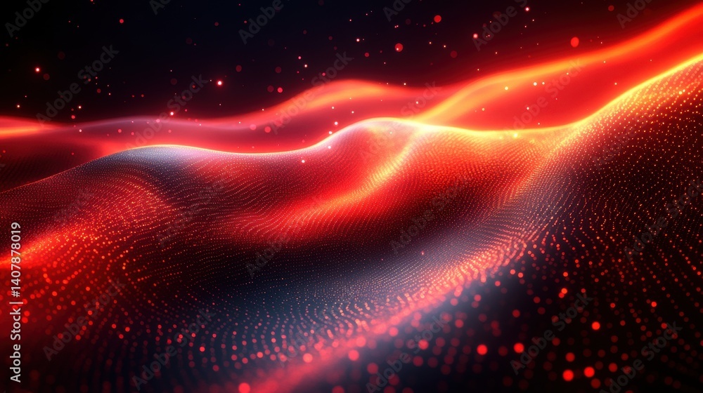 Poster bright red streaks contrast sharply against a dark carbon fiber technology led light background crea