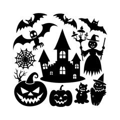 Vector silhouette of Halloween set.