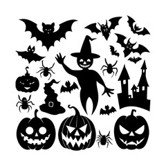 Vector silhouette of Halloween set.