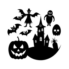 Obraz premium Vector silhouette of Halloween set.