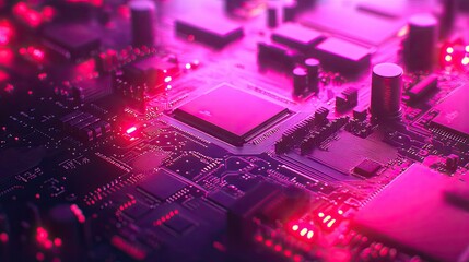 Obraz premium Printed circuit board. Technological background. Computer central processing unit concept.