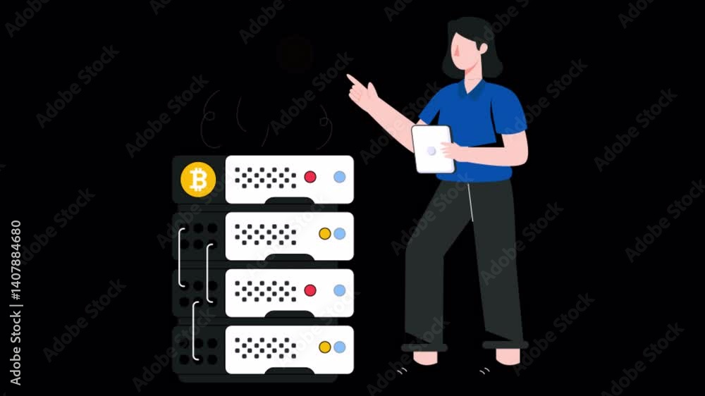 Poster cryptocurrency server 2d motion graphics animation 4k alpha channel looped