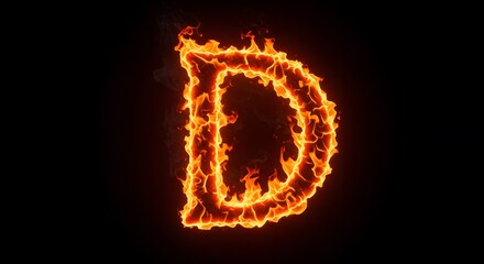 Fiery Letter D: A Burning Hot Alphabet Character in Vivid Flame