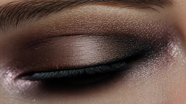Close-up of a woman's eye with glamorous makeup