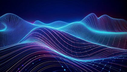 Fototapeta premium dynamic digital wave patterns abstract visualization data representation virtual space close up view technology concept